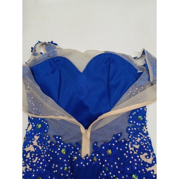 Prom Vienna beaded Lace dress Sz 6 Knee Length Sleeveless Back see-through - Picture 8 of 11